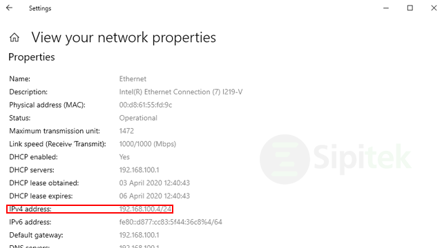 Network Properties Windows