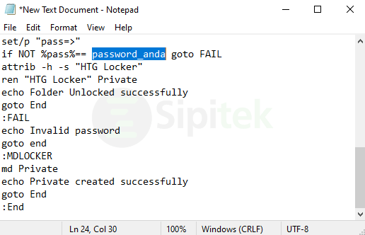 Password untuk menampilkan folder tersembunyi