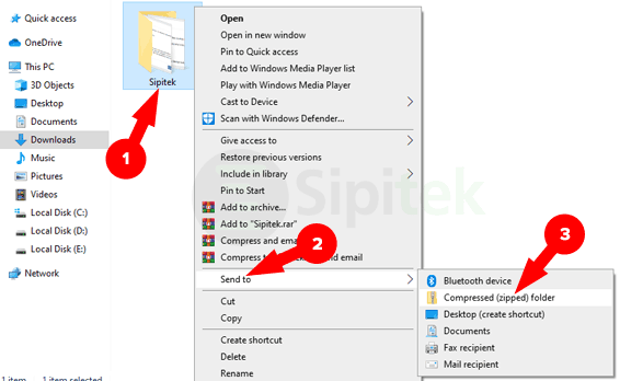 Send to Compressed Zipped Folder Windows