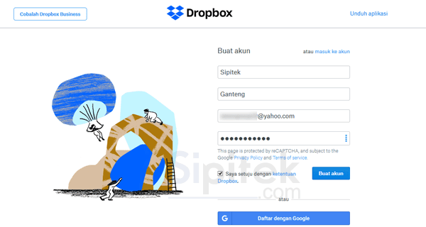 cara membuat akun dropbox