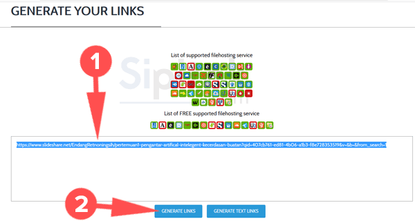 generate link slideshare