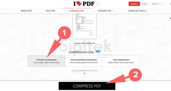 mengecilkan file pdf dengan ilovepdf
