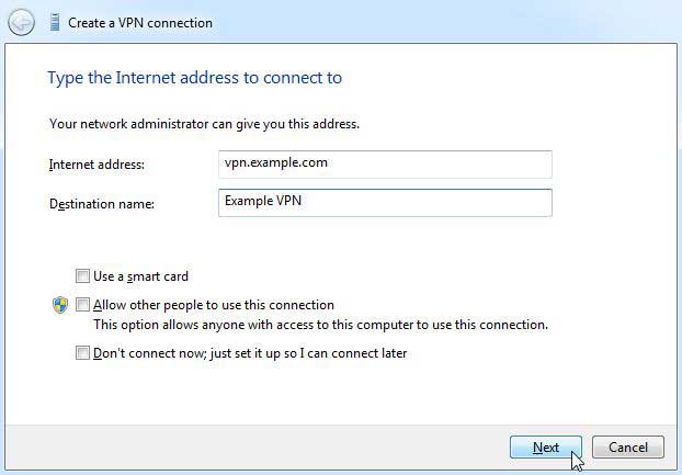 create vpn connection windows