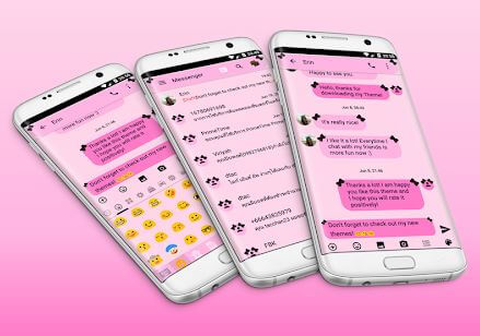 SMS Messages Ribbon Pink Black Theme