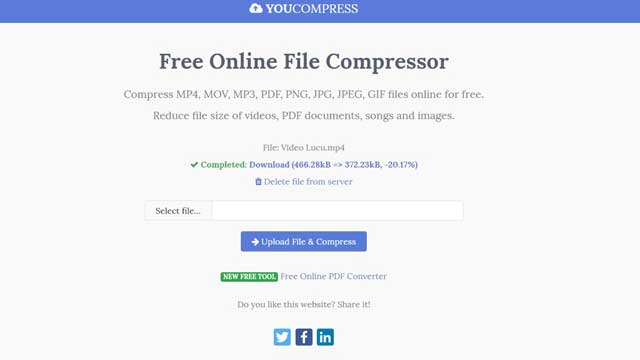 cara kompres video online dengan YouCompress